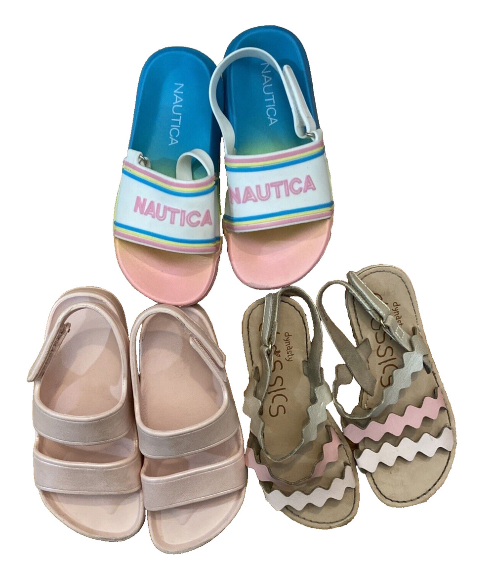 3 pairs - Sandals Nautica Crocs/Clog Slip Ons, Old Navy, Dynasty Girl Size 10